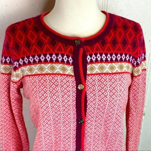 C Wonder M‎ orange/burgundy fair isle cardigan - Picture 4 of 6